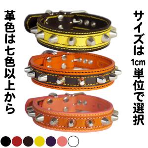 首輪 ブルドッグ 大型犬用 スタッズ 革 4cm幅：4cm Type Z-008 (14mm鋲