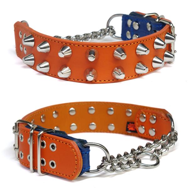 extraheavy1739 大型犬　4cm幅 革 ハーフチョーク　(頭周り47cm)