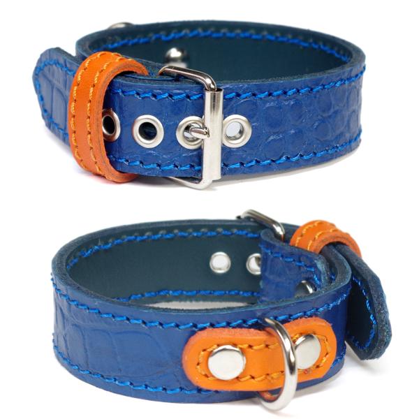 ExtraHeavy1808 小型犬 イタグレ ミニピン 用 2.5cm幅 革 首輪(24cm)