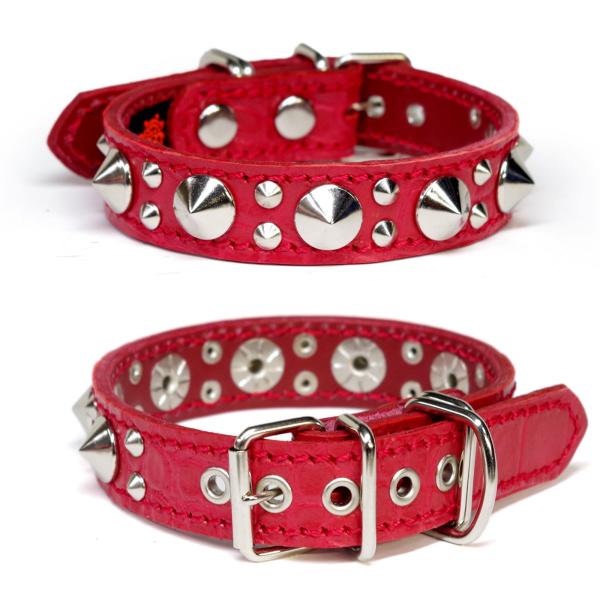 ExtraHeavy1822 小型犬 用 2cm幅 スタッズ 革 首輪(26cm)