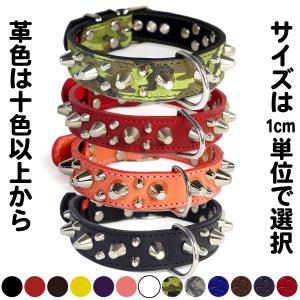 首輪 中型犬用 スタッズ 革 3cm幅：3cm Type S2R(10mm角鋲R2列）【色