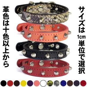 首輪 中型犬用 スタッズ 革 3cm幅：3cm Type S2R(10mm角鋲R2列）【色
