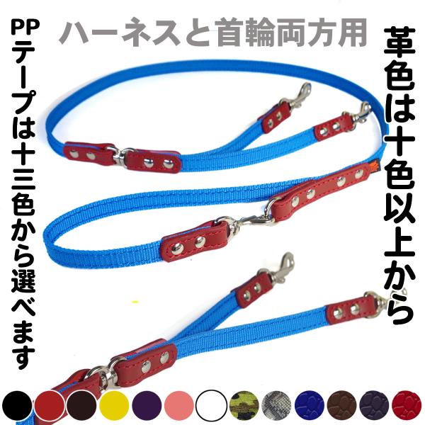 1.5cm幅  小型中型犬用　ハーネスと首輪両方にナスカン リード： PP Lead 008 W(1...
