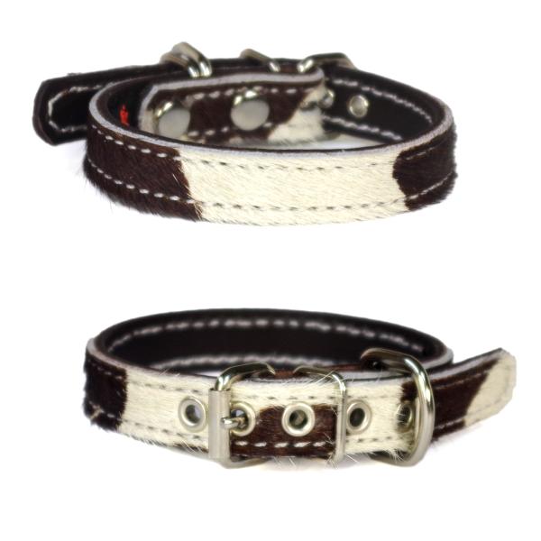 1.5cm幅 首輪 小型犬 ハラコ 革：Small Type 000　*ハラコ牛こげ茶、サイズは1c...