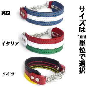 ハーフチョーク イタグレ ミニピン 革：Small Type Choker GF2 国旗カラー【イタリア英国ドイツの国旗カラーのデザイン]