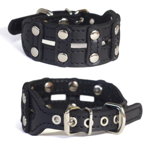 首輪 イタグレ ミニピン 革 幅広：Small Type G2-E003 黒