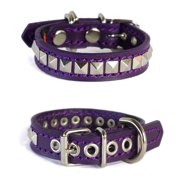 アウトレット 1110：チワワ　小型犬 用 1.5cm幅 スタッズ　革 首輪(18cm)