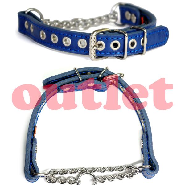 アウトレット1317 中型　2cm幅 革 ハーフチョーク　(頭周り38cm)