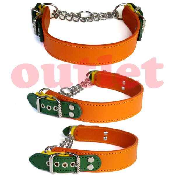 大型犬　3.5cm幅 革 ハーフチョーク　(頭周り49cm)／アウトレット1437