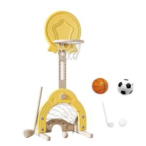 ミニ 3in1 バスケットゴール 子供用 バスケットボールフープセット ボックス早期教育のおもちゃラック 高さ調節可能 （バスケット サッカー ゴルフ付き） 室内｜eye-store