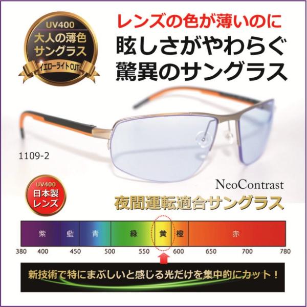 大人の薄色サングラス 薄い色 サングラス ネオコントラスト スポーツ 人気【度無し】／ UVカット ...