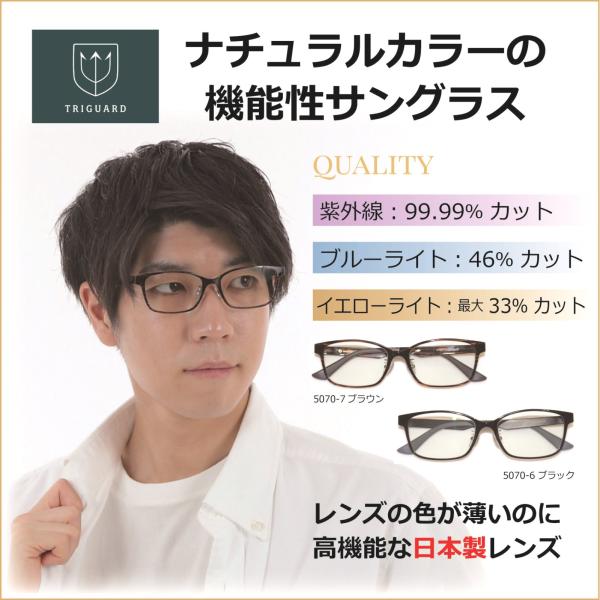 透明 サングラス トライガード UVカット ブルーライトカット イエローライトカット ナチュラルカラ...