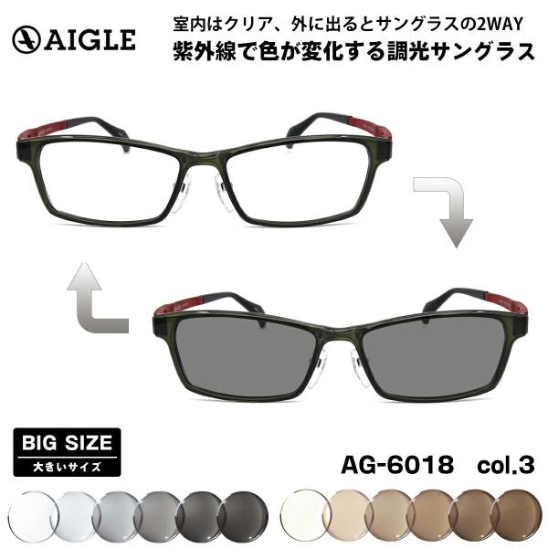 大きいサイズ 調光 サングラス AG-6018 col.3 57mm エーグル AIGLE UVカッ...