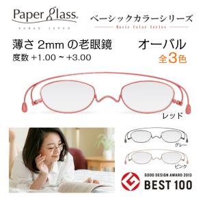 携帯用 コンパクト スリム 老眼鏡 ペーパーグラス 極薄 2mm オーバル リーディンググラス 折りたたみ