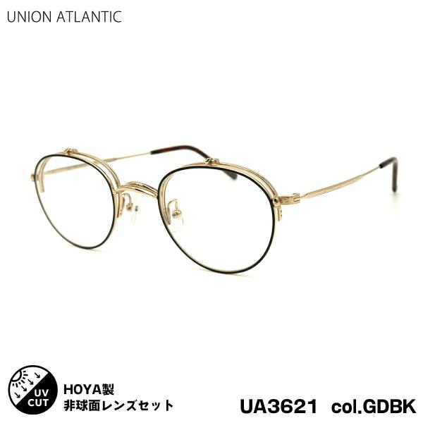 ユニオンアトランティック 度付きレンズセット UA3621 col.GD/BK 46mm UNION...
