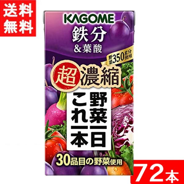カゴメ 野菜一日これ一本 超濃縮 鉄分＆葉酸 125ml 3ケース 72本 送料無料