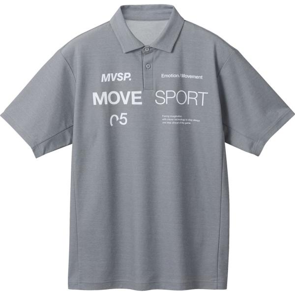 ムーブスポーツ SUNSCREEN ミニ鹿の子 オーセンティックロゴ ポロシャツ グレー杢