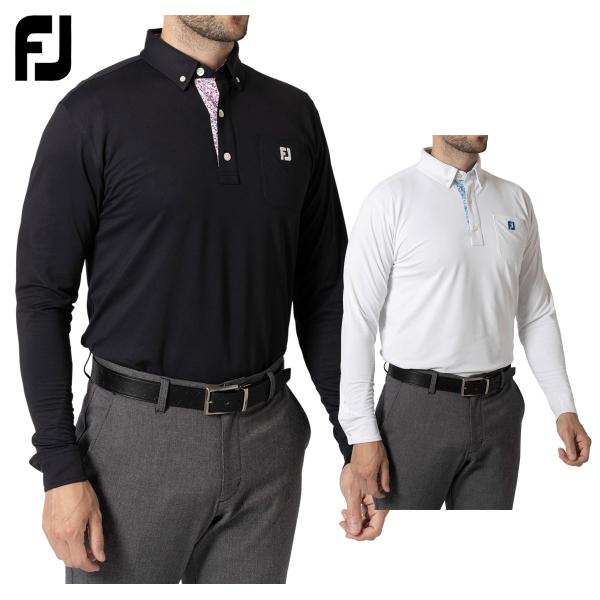 フットジョイ FOOTJOY ゴルフウエア メンズ 長袖ボタンダウンシャツ 吸汗速乾 UVケア スト...