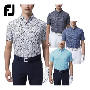 FOOTJOY フットジョイ ゴルフウエア 半袖 ボタンダウン ポロシャツ 「 FJ-S23-S01 」 スモールフラワープリント 春夏ウエア