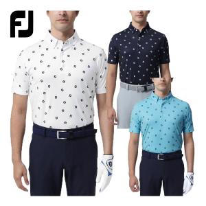 FOOTJOY フットジョイ ゴルフウエア 半袖 ボタンダウン ポロシャツ 「 FJ-S23-S06 」 ロゴプリント 春夏ウエア｜ezaki-g