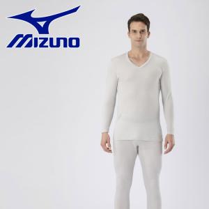 メール便送料無料 ミズノ MIZUNO 発熱素材 ブレスサーモアンダーウエア 中厚ソフト for Daily Vネック9分袖シャツ メンズ C2JAA62204｜ezone