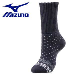 メール便送料無料 ミズノ MIZUNO 【発熱素材】ブレスサーモゆるぬくソックス 靴下 (雪柄) レディース C2JX180115｜ezone