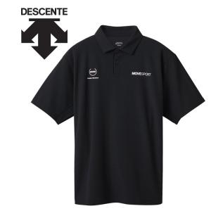 メール便送料無料 デサント DESCENTE ムーブスポーツ MOVESPORT MVSP SUNSCREEN ミニ鹿の子 バックロゴ ポロシャツ 半袖 メンズ DMMXJA70-BK｜ezone