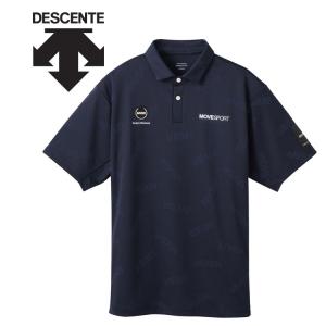 メール便送料無料 デサント DESCENTE ムーブスポーツ MOVESPORT MVSP SUNSCREEN ロゴジャガード ポロシャツ 半袖 メンズ DMMXJA75-NV｜ezone