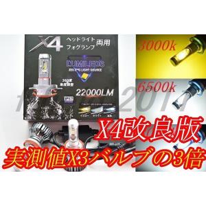 実測光量X3の3倍以上  爆光22000lm 12V24V LED X4 ヘッドライト フォグランプ 3000k6500k8000k H4 Hi/Lo HB4 H8 H11 H16 HB3 H10 2個セット
