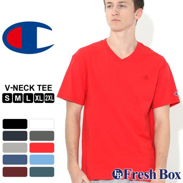 チャンピオン Tシャツ 半袖 Vネック 無地 大きいサイズ USAモデル Champion 半袖Tシ...