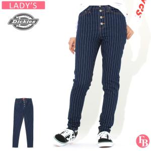 [レディース ディッキーズ スキニーパンツ ハイウエスト ピンストライプ ストレッチ J1021NP USAモデル Dickies Girl スリムパンツ｜f-box