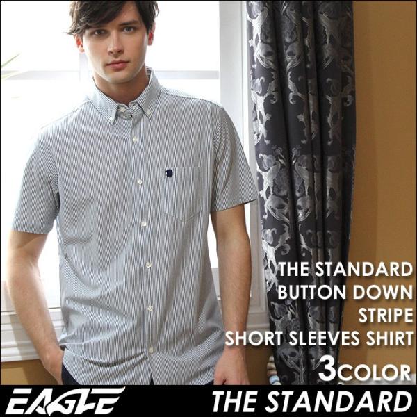 シャツ メンズ 半袖 ボタンダウン ストライプ 日本規格 EAGLE STANDARD イーグル 半...
