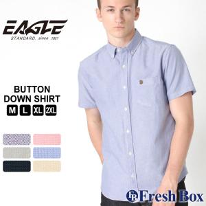 【送料無料】 シャツ メンズ 半袖 ボタンダウン オックスフォード 無地 日本規格 EAGLE STANDARD イーグル 半袖シャツ カジュアル プレゼント【メール便可】