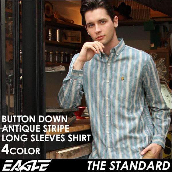 シャツ メンズ 長袖 ボタンダウン ストライプ 日本規格 89023 EAGLE STANDARD ...