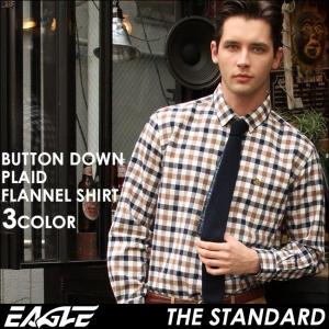 【送料無料】 シャツ メンズ 長袖 厚手 ボタンダウン ネルシャツ チェック 日本規格 EAGLE STANDARD イーグル 長袖シャツ ワイシャツ Yシャツシャツ プレゼント