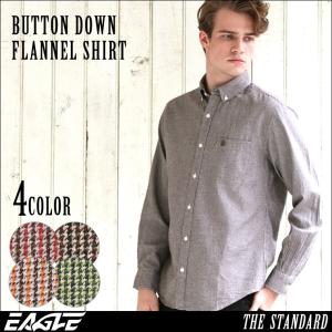 【送料無料】 シャツ メンズ 長袖 厚手 ボタンダウン チェック 日本規格 EAGLE STANDARD イーグル 長袖シャツ ネルシャツシャツ プレゼント【メール便可】 爆買