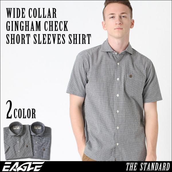 【送料無料】 シャツ メンズ 半袖 ワイドカラー チェック 日本規格 EAGLE STANDARD ...
