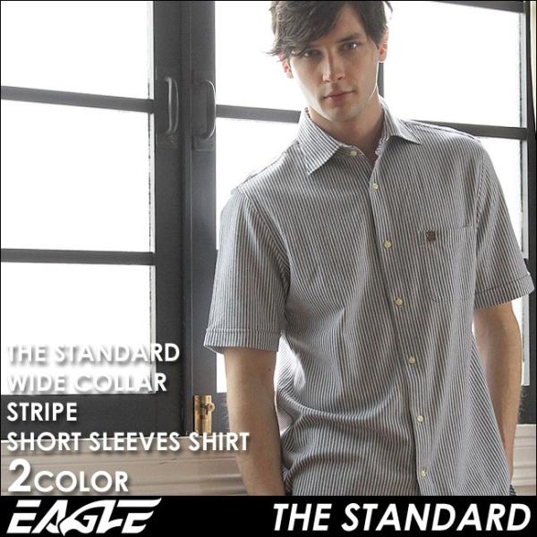 シャツ メンズ 半袖 ワイドカラー チェック 日本規格 EAGLE STANDARD イーグル 半袖...