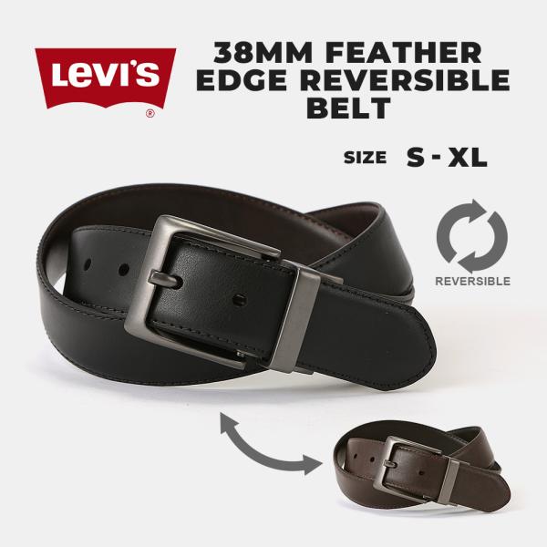 リーバイス ベルト メンズ ビジネス リバーシブル フェイク レザー シングルピン おしゃれ Lev...