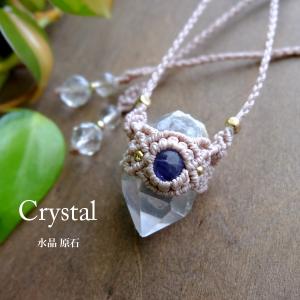 モスアゲート（アフリカ産）・ルチルクォーツ マクラメ編みペンダント