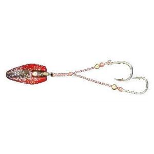 ハヤブサ 無双真鯛 貫撃遊動テンヤ 15号 6.海老レッドラメ 822424