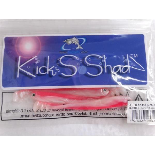 メール便可 フィッシュベリー キックスシャッド 4インチ トリプルフィンテール 304ケースピンクパ...