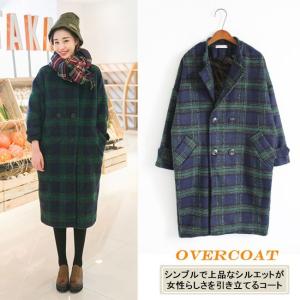 ピーコート レディース チェックコート Pコート ロングコー...