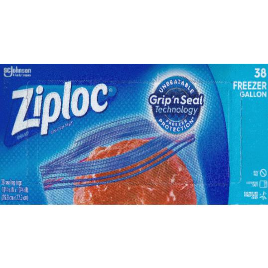 離島不可　ジップロック   フリーザーバッグ  38枚入 26.8cmx27.3cm　冷凍保存用  ...