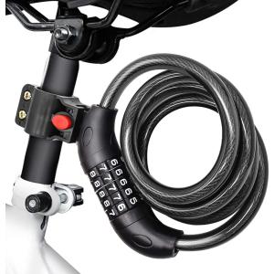 自転車 鍵 ワイヤーロック 5桁 ダイヤル式  防犯 盗難防止