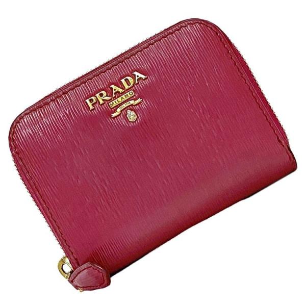 プラダ コインケース ピンク 1MM268 小銭入れ 財布 レザー 中古 PRADA ミニ ファスナ...