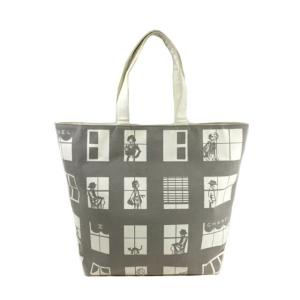 シャネル トートバッグ ウィンドウ 倉庫 8番台 ホワイト グレー キャンバス 中古 女性 Chanel 布地