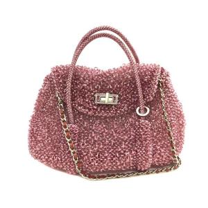 アンテプリマ 2wayバッグ 配送員設置送料無料 ピンク 中古 Pvc Anteprima 本物 肩掛け ハンドバッグ ラメ バッグ ワイヤーバッグ