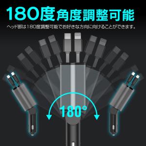 シガーソケット 巻き取り式 USB ケーブル ...の詳細画像5