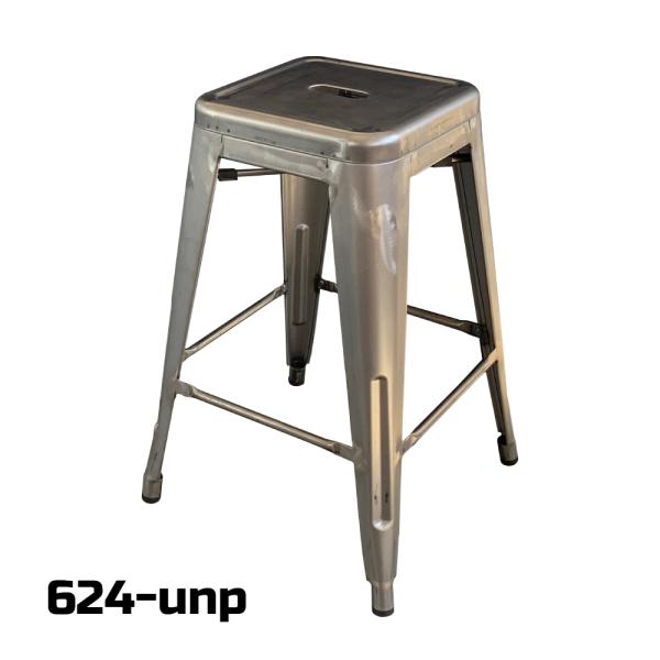 ワークスツール　座面高さ61cm　スチール座面　無塗装　【624-unp】